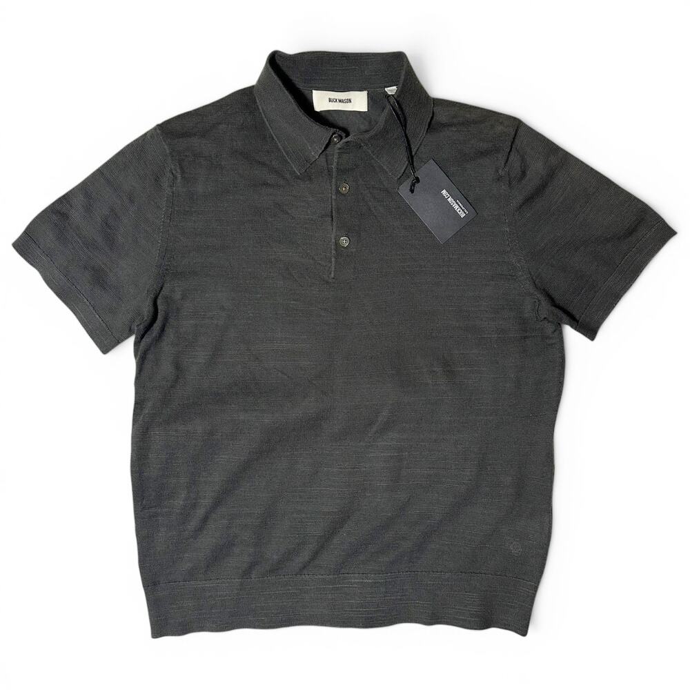 Buck Mason Avalon Knit Polo Mens Size S Caviar Sweater Knit NWT